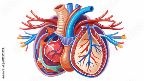 Human Heart Anatomy Detailed Model of Cardiovascular System