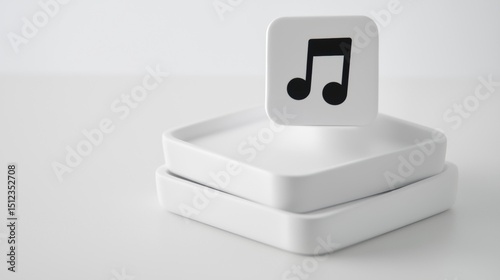A white square with a black musical note on top.