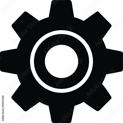 Vector Illustration of Settings Gear Filled Silhouette for Administrative Tools