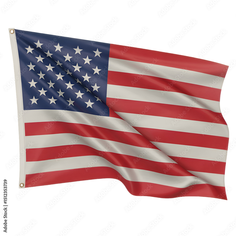 Fototapeta premium American Flag Waving Symbol Of United States Patriotism Freedom And Independence