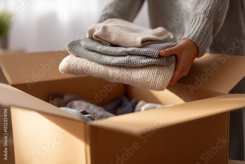 Giving Back Warmth Sharing Used Clothing A Simple Way to Donate Close up for a Better Concept and Society