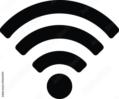 Wifi Icon Filled Silhouette Vector Illustration for Wireless Connectivity