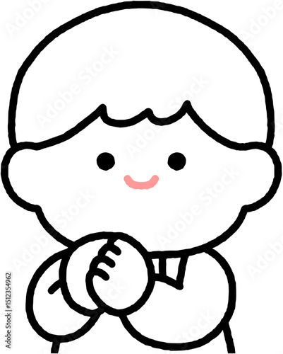 두 손을 모은 기도를 하는 귀여운 아이 일러스트