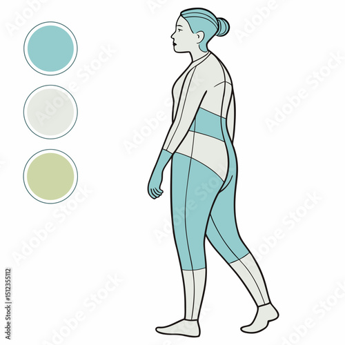 Flat Design Human Figure Showing Body Fat Areas
