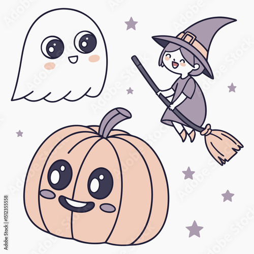 halloween pumpkin and ghost