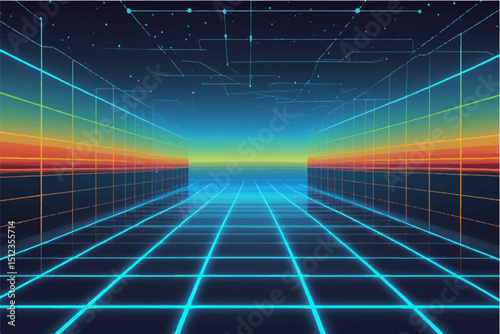 VR HUD futuristic user interface grid