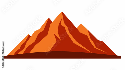 Illustration of three orange mountain peaks landscape  vector, silhouette, illustration, horizontal, isolated assets, 