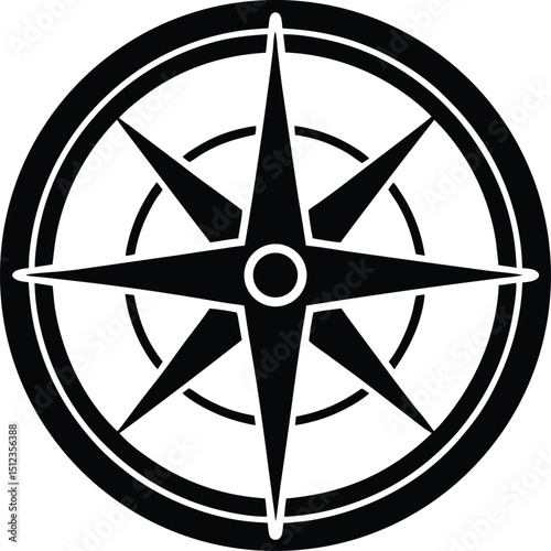 Compass Icon Filled Silhouette Vector Illustration for Direction and Navigation