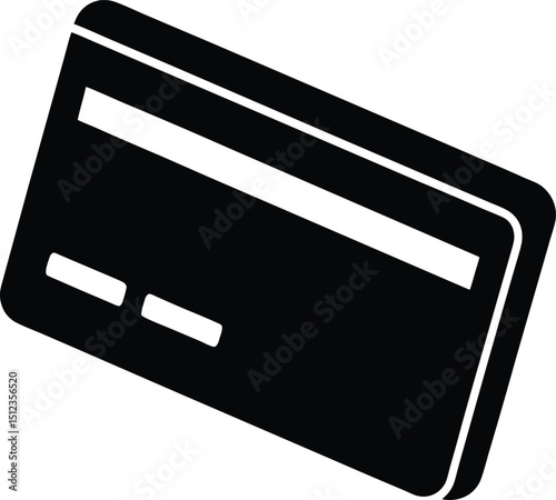 Filled Silhouette Credit Card Vector Illustration for Secure Payments