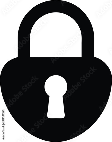 Lock Icon Filled Silhouette Vector Illustration for Digital Security