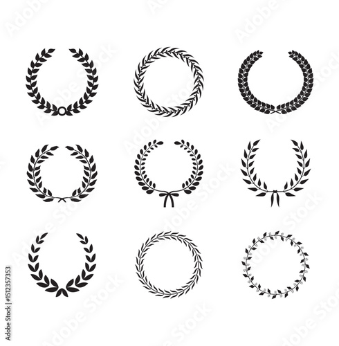 Wreath icon symbol collection. Ornament vector. Wreath icon vector on white background