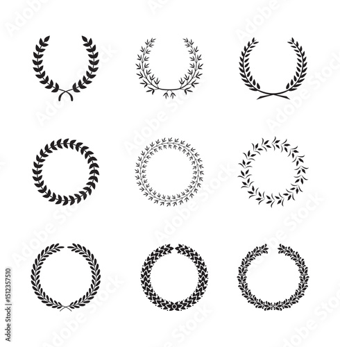 Wreath icon symbol collection. Ornament vector. Wreath icon vector on white background
