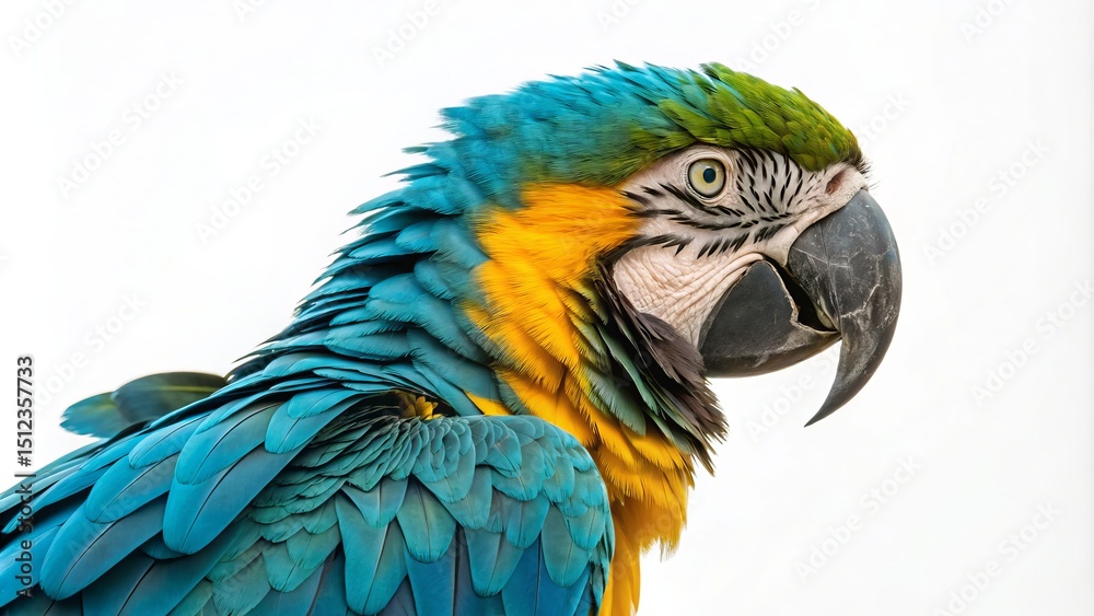 Fototapeta premium Blue-Gold Macaw Portrait Close-up, Vibrant Feathers, Bird Photography, Macaw, Parrot Bird photography, Wildlife photography