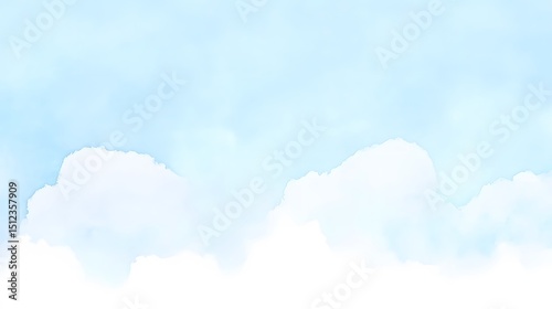 Abstract Watercolor Sky Background Pastel Blue Clouds