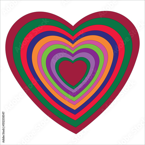  Concentric Rainbow Hearts