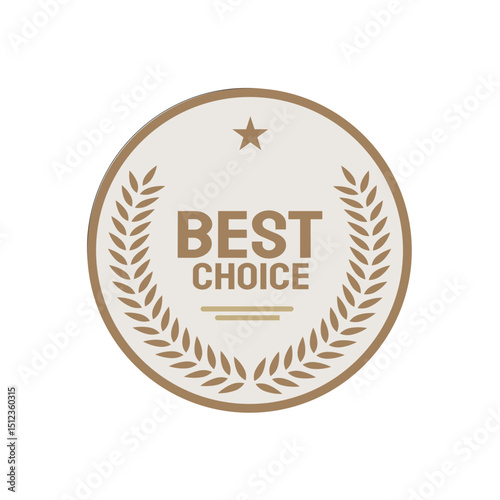 best choice — cream and gold round badge, label, sticker, vintage style — vector illustration