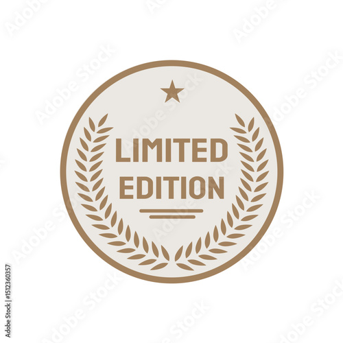 limited edition — cream and gold round badge, label, sticker, vintage style — vector illustration