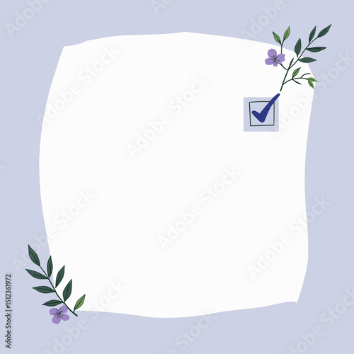 Decorative checklist template with floral elements on a purple background  