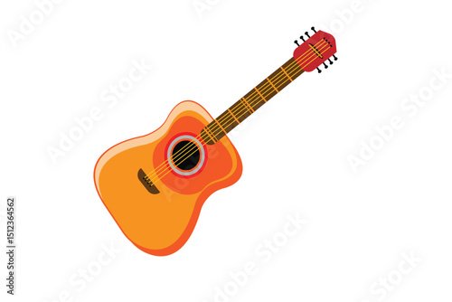 colorful acoustic guitar on white background and vector illustrations design 