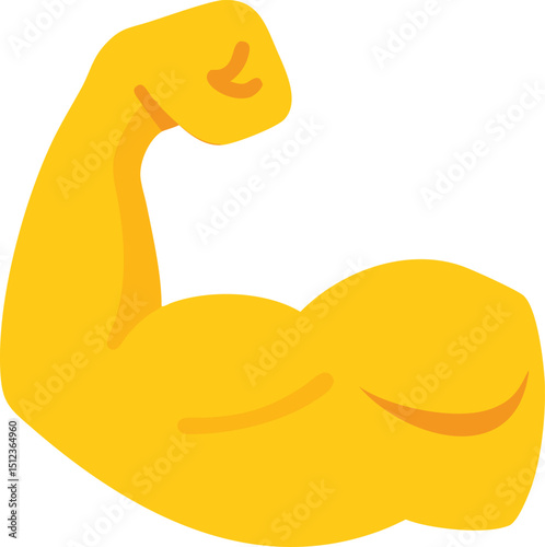 Strong flexed yellow arm emoji vector illustration