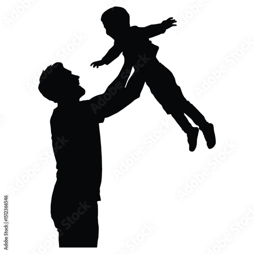Father tossing child silhouette