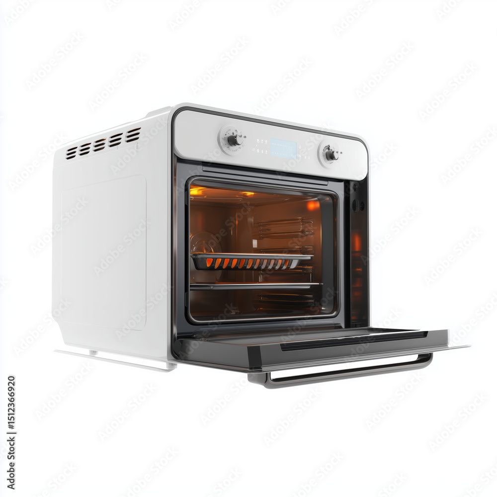 Fototapeta premium Modern White Electric Oven - Perfect for Baking , PNG isolated cut out image
