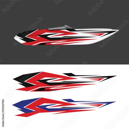 yacht ship wrapping sticker design vector. jet boat vinyl sticker
