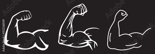 Muscle liner icon vector set. bodybuilding icon. Strong muscular arms vector icon on Transparent Background. EPS 10.