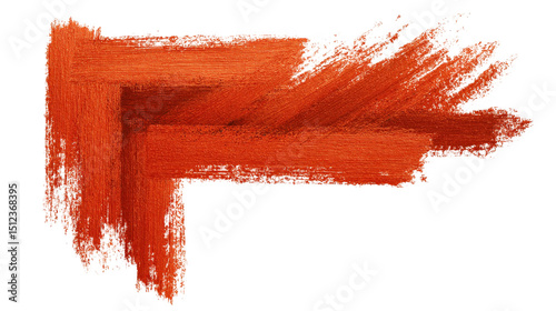Wide, textured orange paint brush stroke forming a corner frame against a transparent background, ideal for adding a vibrant, hand painted touch to designs