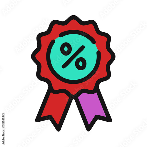 Discount badge with percentage symbol in vibrant colors  