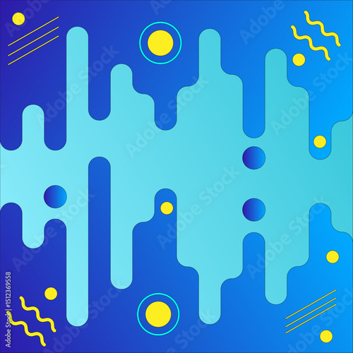 abstract colorful blue background with hand drawn drops, circles, zigzags and stripes. vector