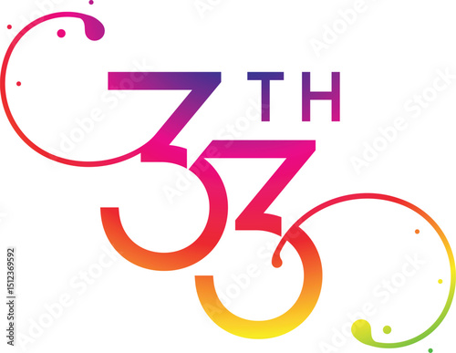 33 Year Anniversary Logo, 33 birthday, Vector Template Design element for birthday, invitation, wedding, jubilee and greeting card 