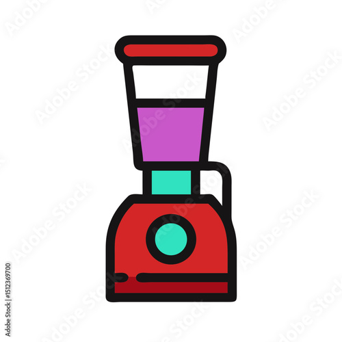 Cartoon blender with colorful liquid in playful style  