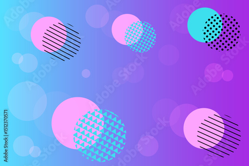 abstract colorful background with hand drawn circles, stripes and triangles. vector