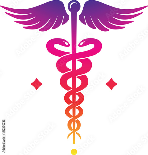 Emergency Services Star With Rod Of Aesculapius Illustration