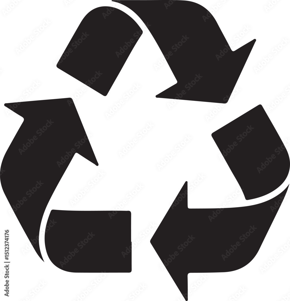 Black and white recycle symbol representing conservation and environmental responsibility Black and white recycle symbol representing conservation and environmental responsibility
