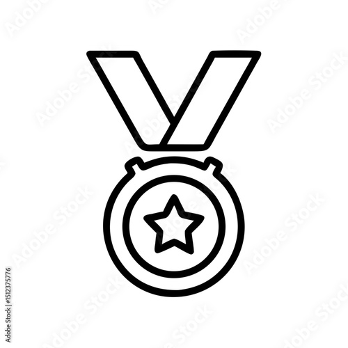 Award medal with star emblem in simple linear vector icon style  