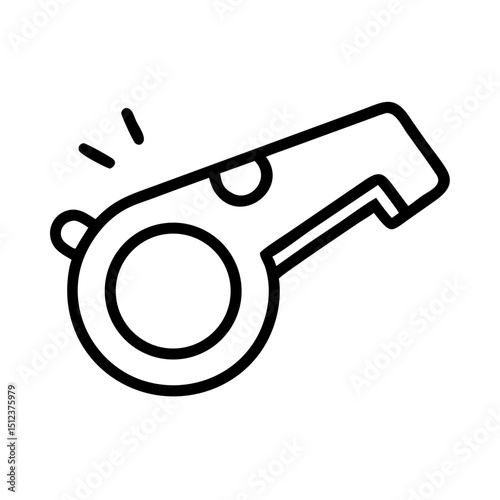 Simple linear vector icon of a referee whistle design  