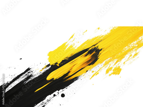 Abstract Brushstrokes: A striking visual of bold yellow and black brushstrokes slashing across the scene, creating a sense of dynamic contrast and artistic expression. 