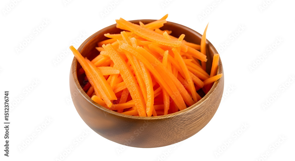 Fresh shredded carrots woden in bowl isolated on transparent background
Fresh shredded carrots woden in bowl isolated on transparent background