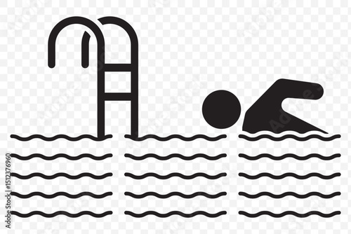 pool ladder icon sign vector. Swimming pool icon Outline vector logo for web on Transparent Background. EPS 10.
