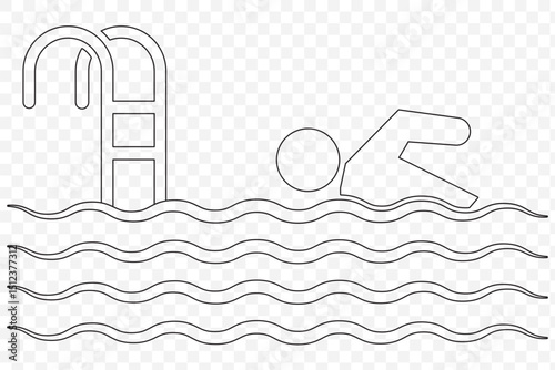 swimming icon Flat simple outline. swimming icon. Swimming icon linear graphics set vector on Transparent Background. EPS 10.