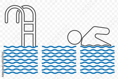 swimming icon Flat simple outline. swimming icon. Swimming icon linear graphics set vector on Transparent Background. EPS 10.