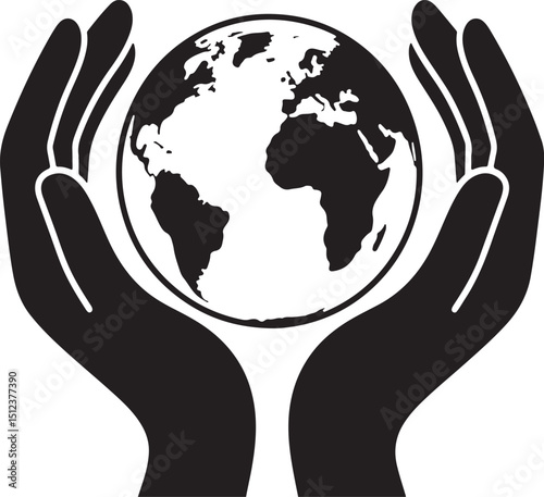 Earth held in hands representing global care protection and environment consciousness