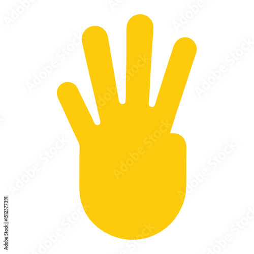 Yellow hand forming peace sign vector illustration