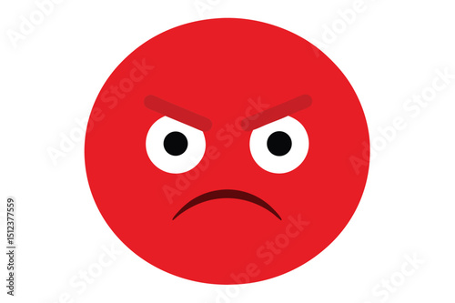 Angry red emoji face vector illustration