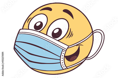 Medical face mask emoji vector illustration