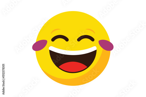 Joyful emoji with tears vibrant yellow and black vector illustration