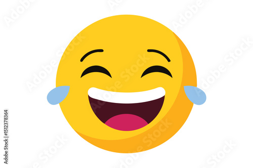 Laughing emoji with tears high resolution vector illustration