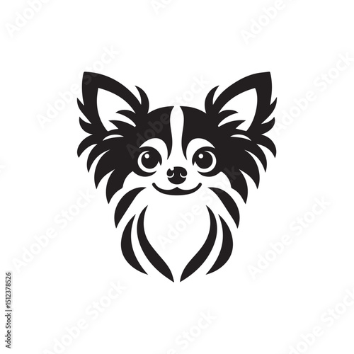 Chihuahua dog silhouette on white background. Chihuahua dog logo icon vector